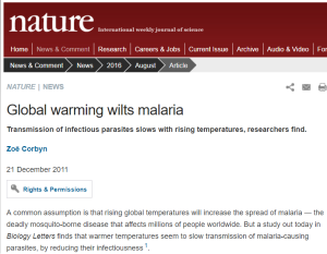 Global warming wilts malaria - Nature News & Comment.clipular