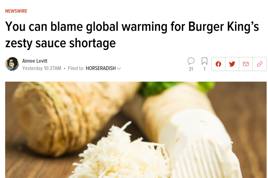 Claim ‘You can blame global warming for Burger King’s zesty sauce