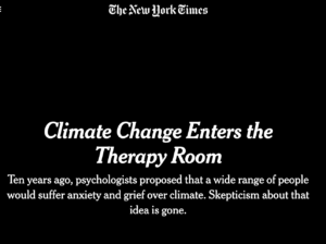 NYT: ‘Climate Change Enters the Therapy Room’ as people ‘suffer anxiety & grief over climate’