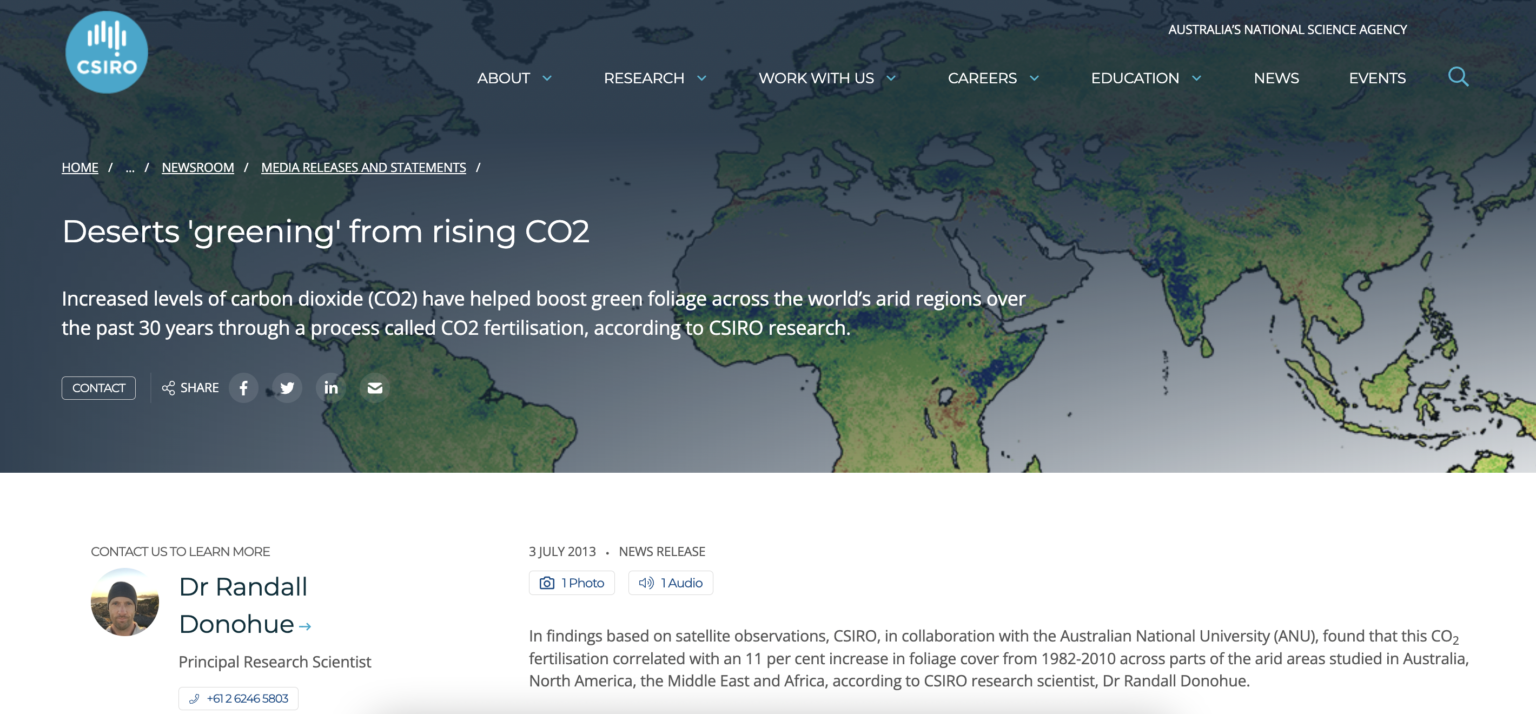 Flashback 2013 Deserts ‘greening’ from rising CO2 ‘Increased levels