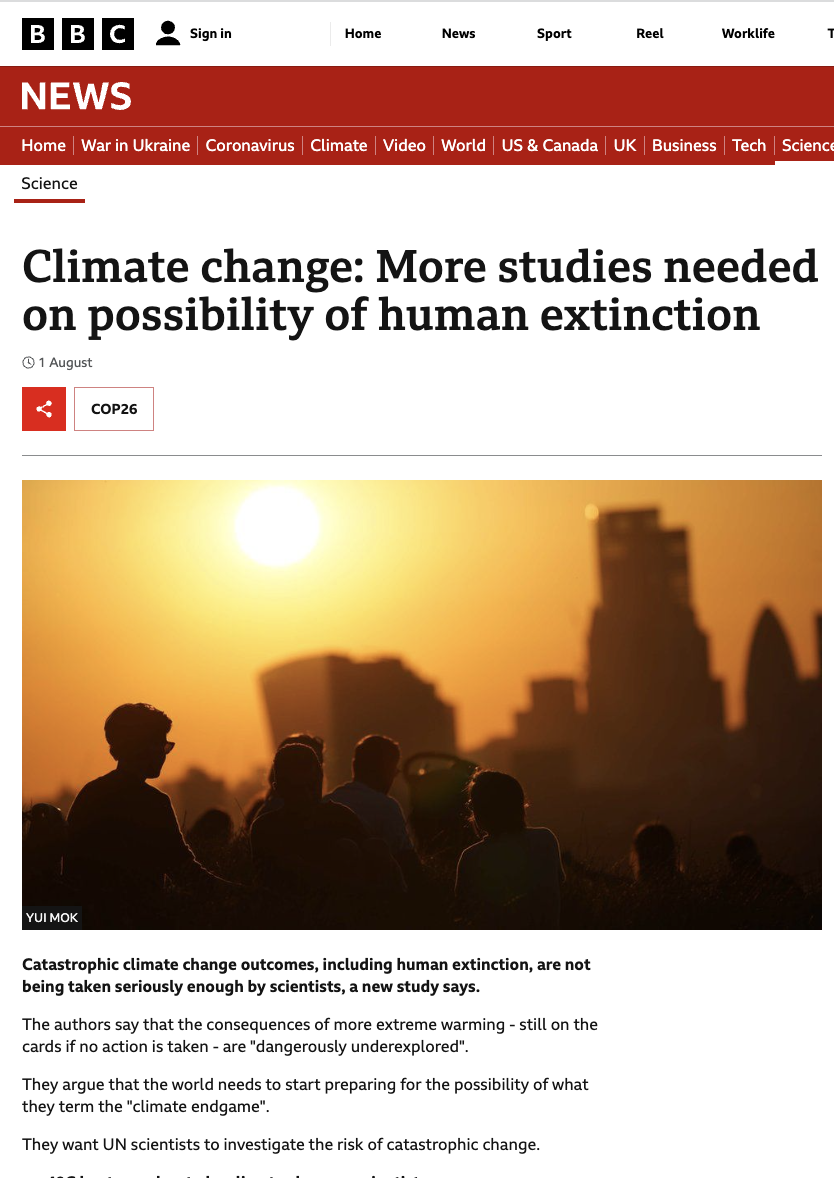 BBC warns: Prepare for ‘climate endgame’ – ‘More studies needed on possibility of human extinction’ due to ‘climate change’