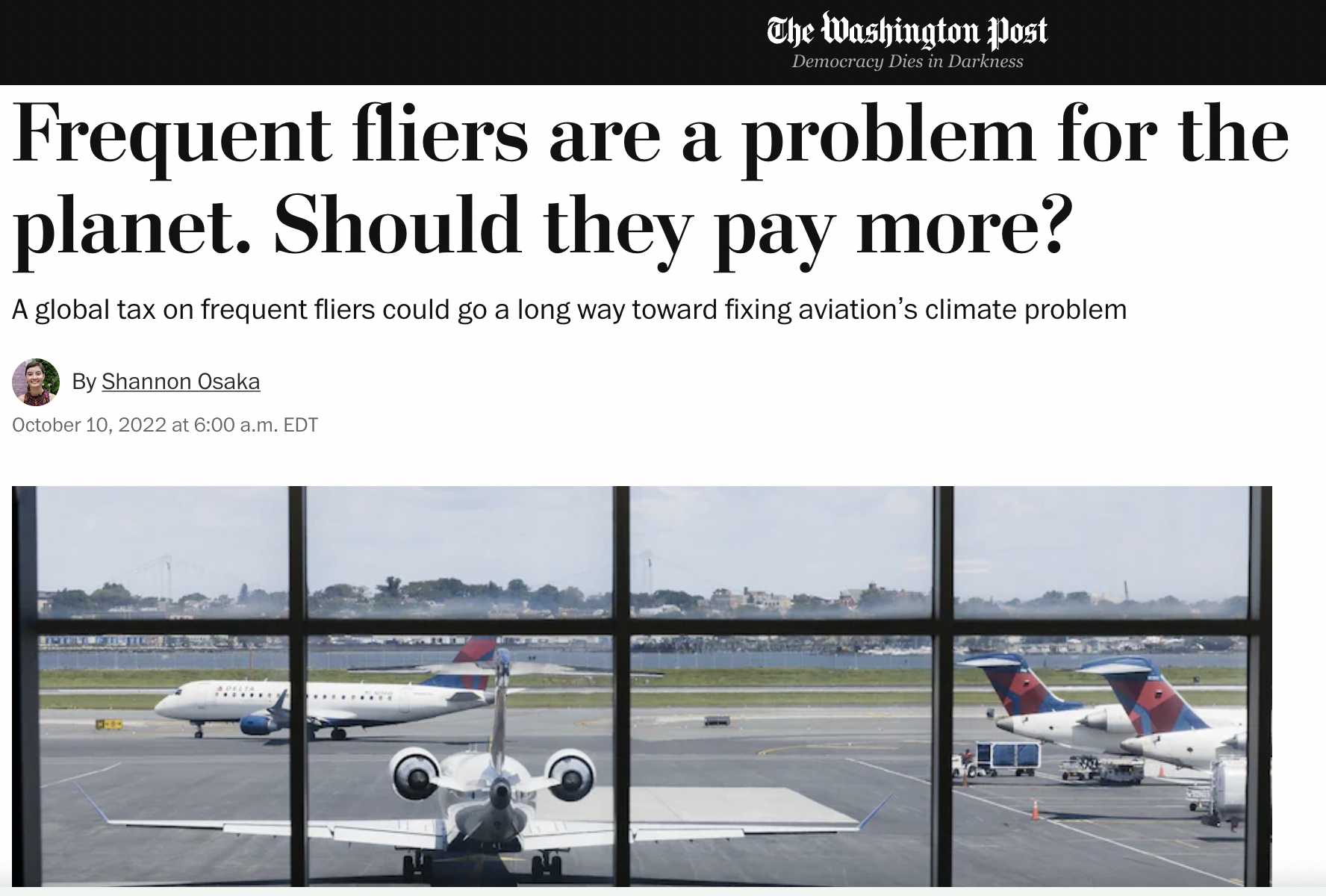 WaPo touts report calling for ‘global tax’ on commercial flying (but not private jets) – ‘Would require’ global ‘centralized system to track passports’
