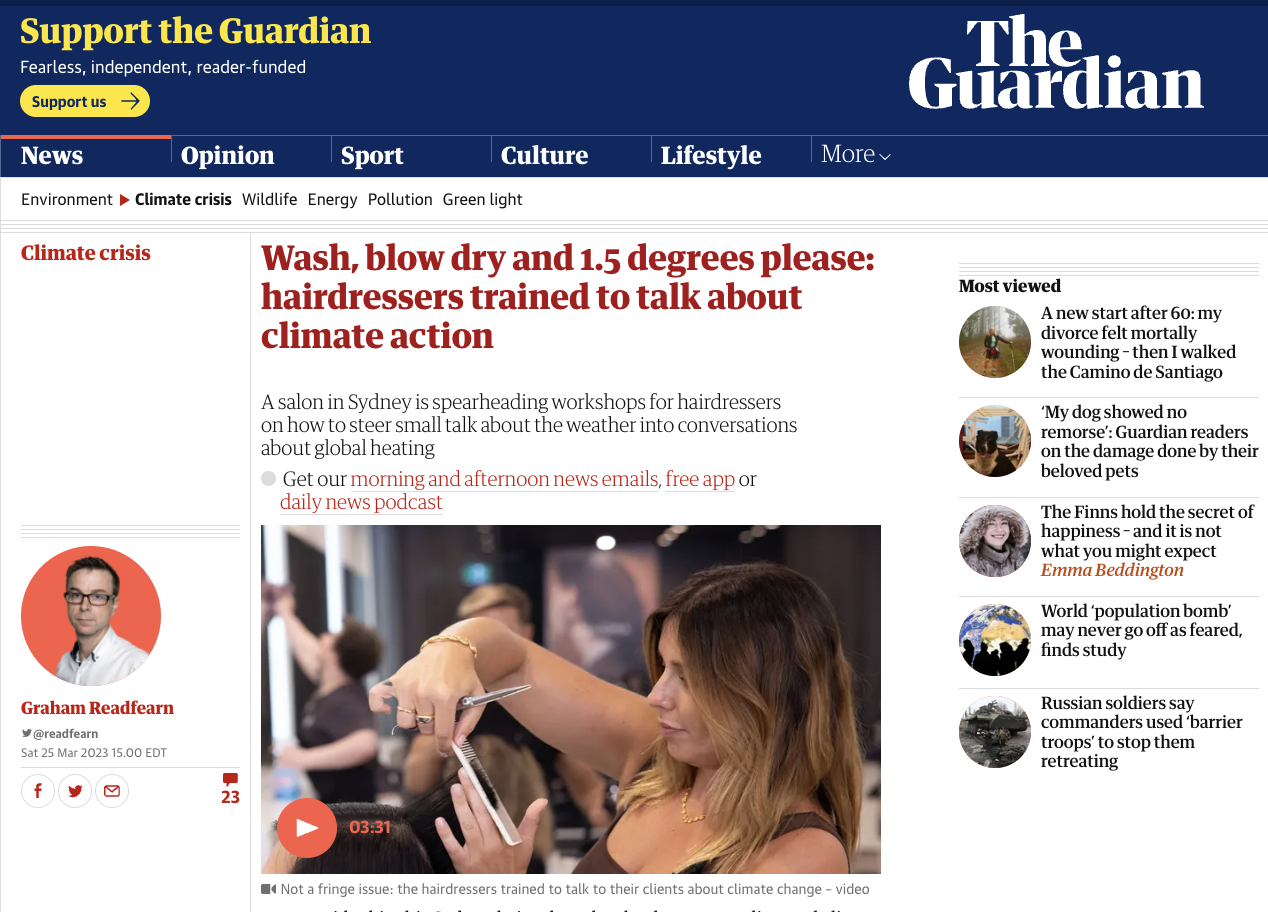 Wash, blow dry & talk to me about global warming please: Hairdressers trained to talk about ‘climate action’ to customers