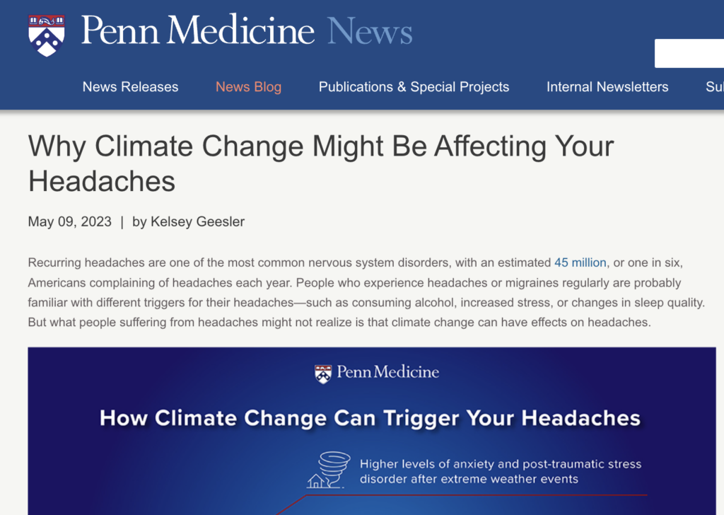 STUDY ‘Global warming can cause headaches’ through ‘stress of…changes