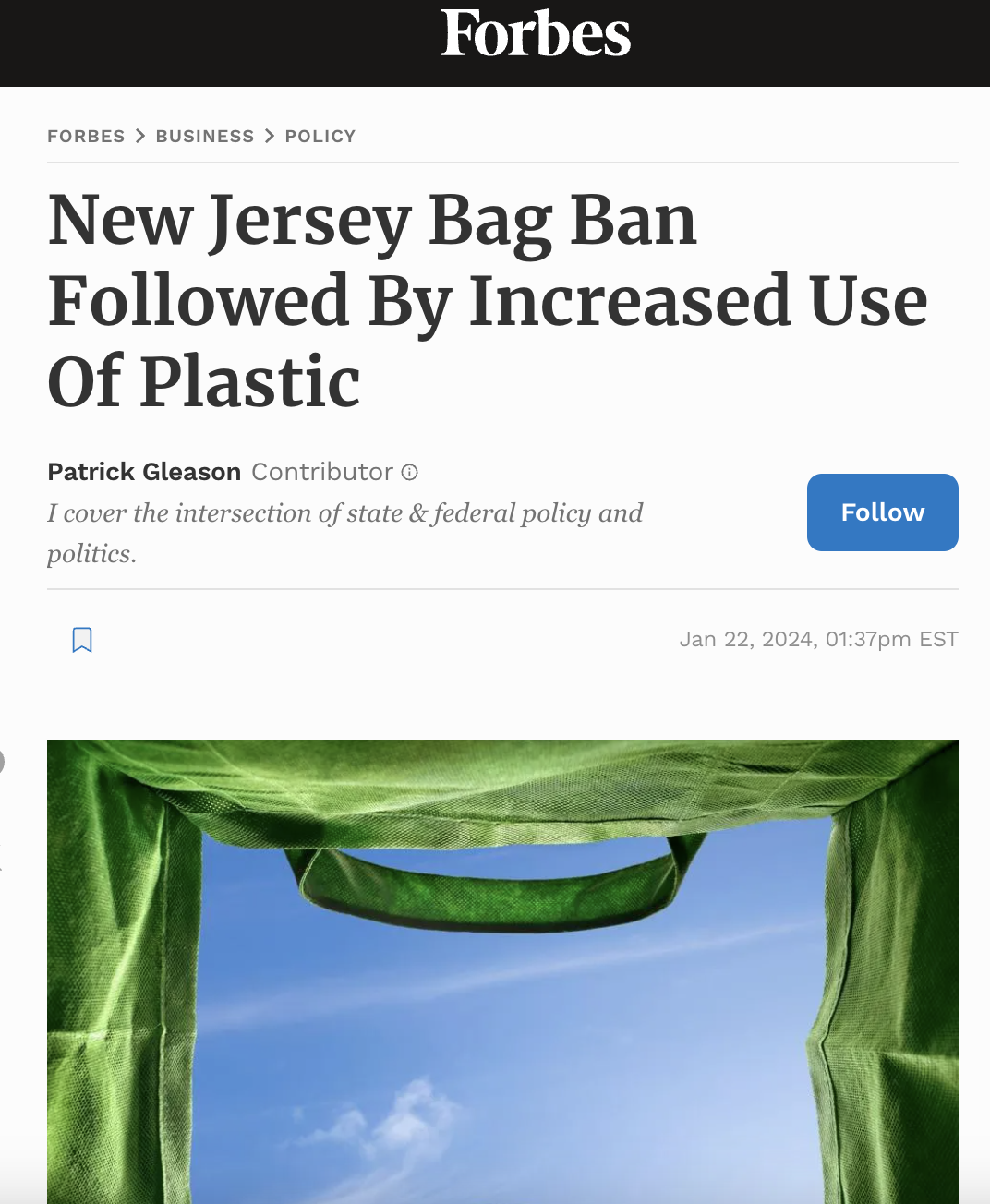 New Jersey Plastic Bag Ban Followed By ‘near tripling of plastic