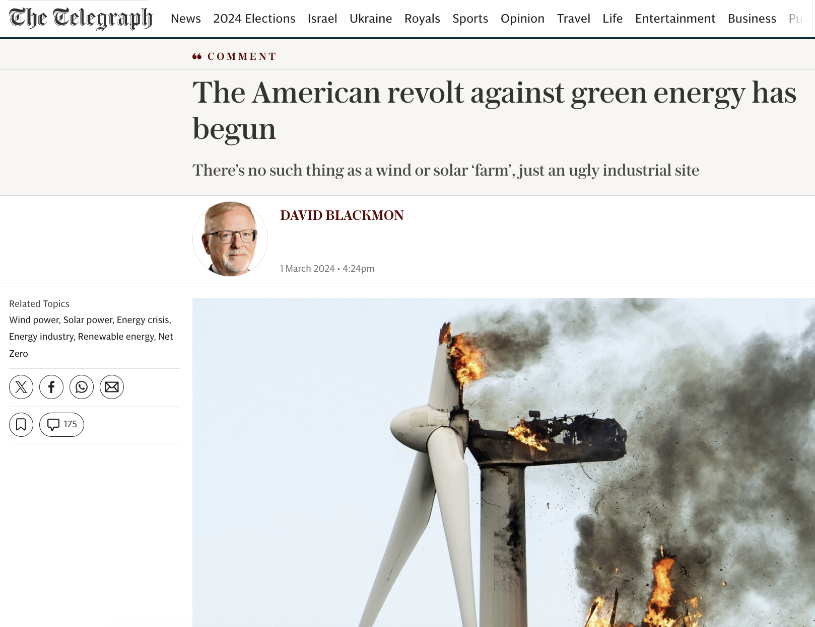 climatedepot.com - UK Telegraph: 'The American revolt against green energy has begun' - There's no such thing as a wind or solar 'farm', just an ugly industrial site
