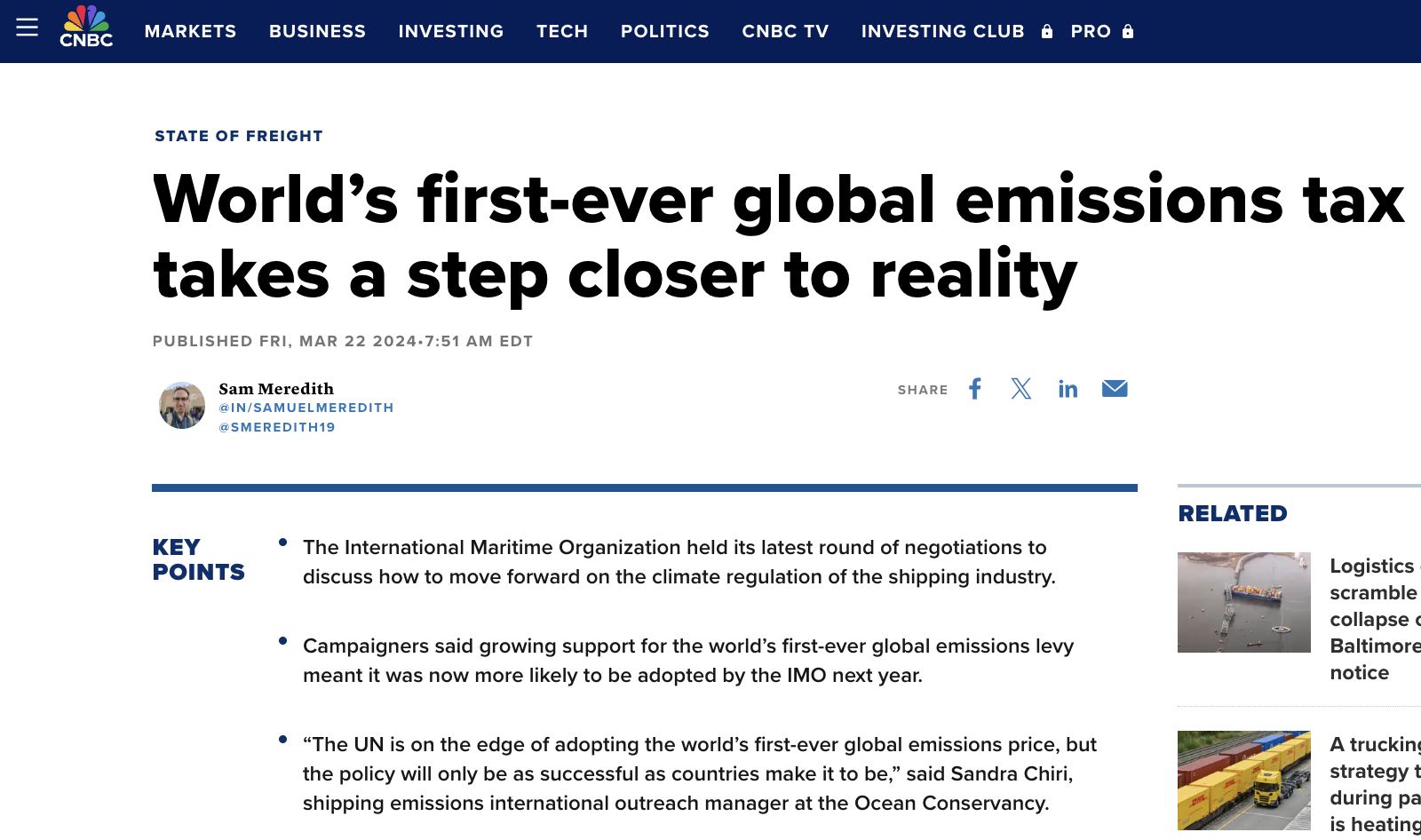 We Re Saved Cnbc World S First Ever Global Emissions Tax Takes A