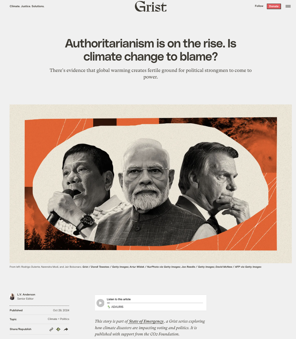 Grist Mag: ‘Authoritarianism is on the rise. Is climate change to blame ...